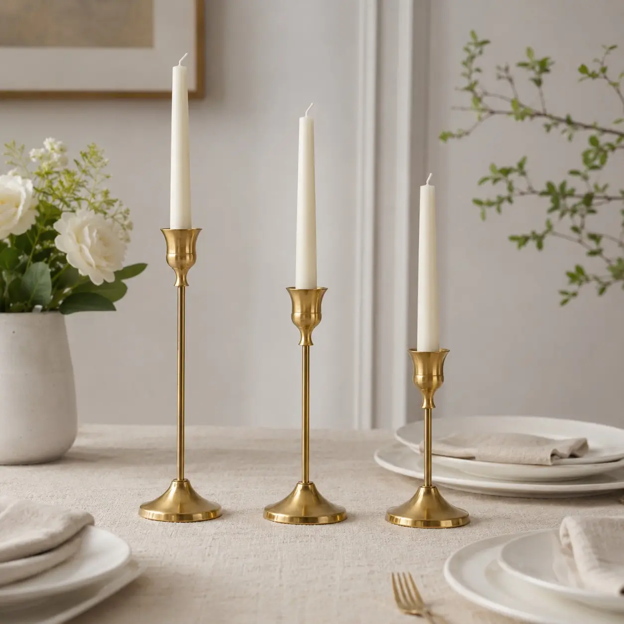 3 Piece Candle Holders, Candlestick Holders for Tall Candles, Vintage High Footed Candle Stands, Table Centerpiece Decor, Wedding, Party, Home Decoration