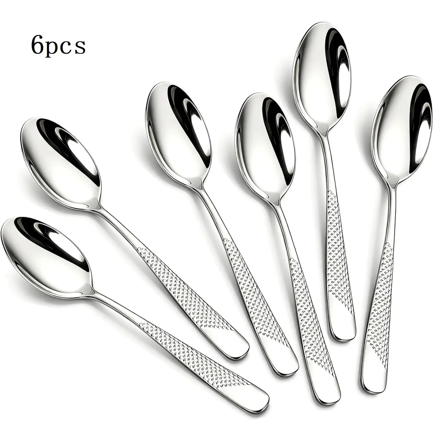 6/8 Pcs Silver Star Diamond Dining Spoon, 8-Inch Stainless Steel, Dishwasher Safe, Home Kitchen Restaurant Use, Ramadan Halloween Christmas