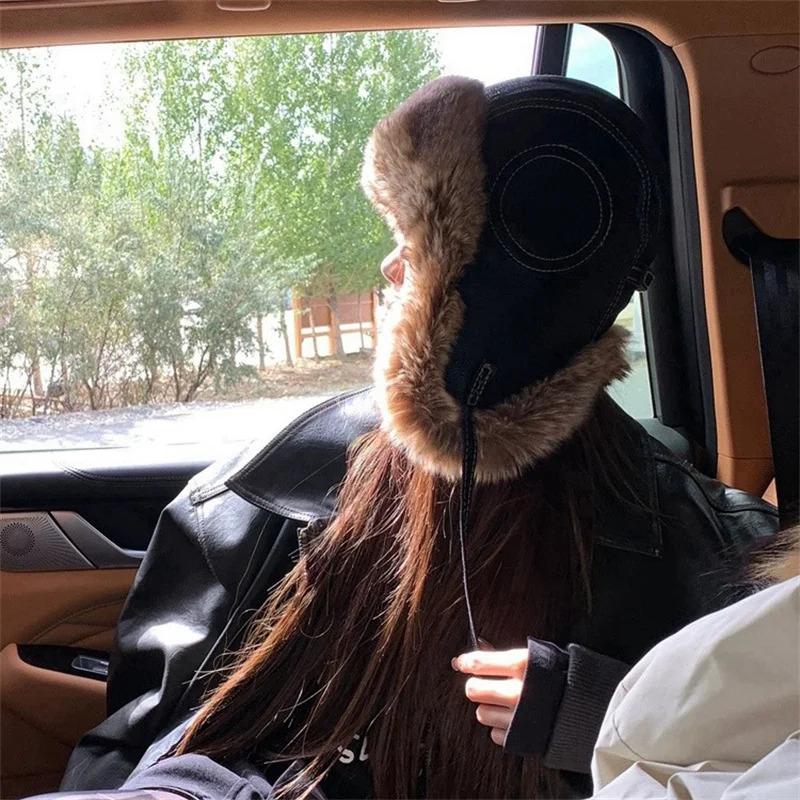 Unisex Winter Ushanka Hat Trapper Aviator Trooper Earflap Warm Faux Fur Leather Waterproof Ski Hat Bomber Cap Ear Protectors Hat