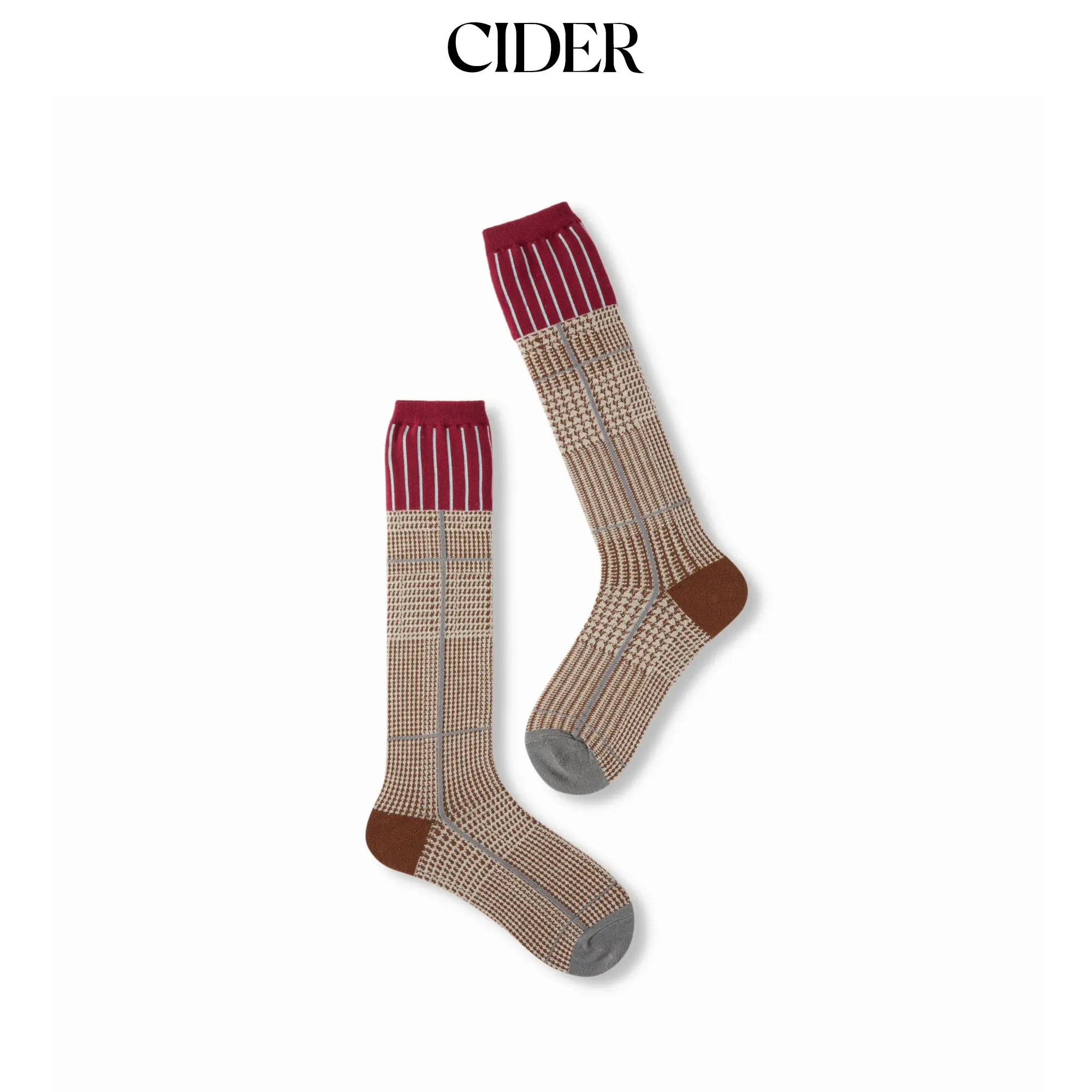 Cider PLAID TRIM OVER THE CALF SOCKS