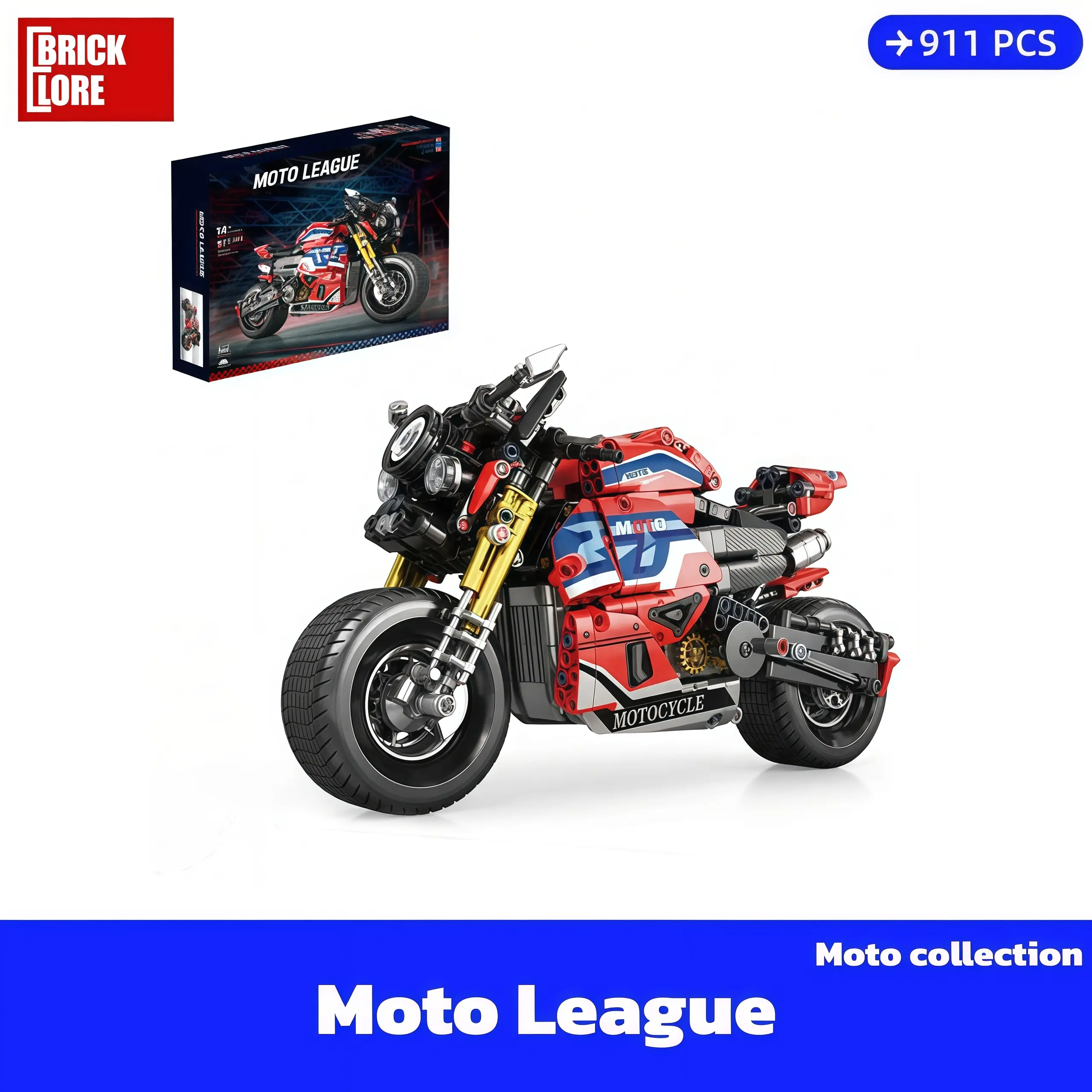 [BrickLORE](SHIP FREE)Red Moto League Moto Collection 911 pieces Gift Toy bricks