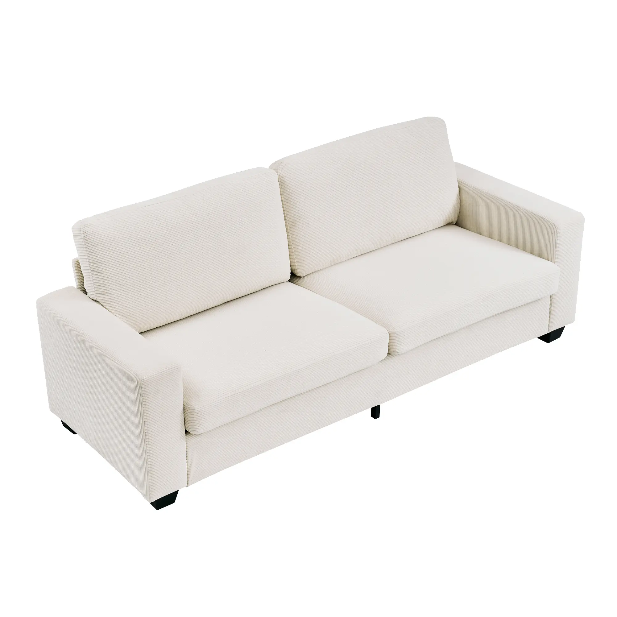 Modern Corduroy Loveseat Couch - 83" Depth 2-3 Seater, Wide Arms, Soft Backrest, Removable Washable Covers, Comfy Upholstered Deep Seat, Ideal for Living Room, Bedroom, Love Seat Couch