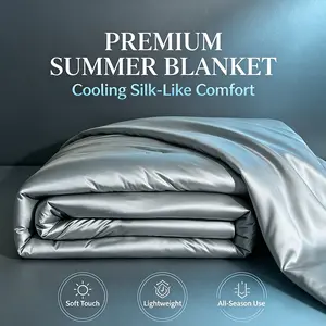 Silky Smooth Cooling Summer Quilt, Breathable Thin Duvet for Night Sweats, All Season Use, Washable, King Queen Twin Full