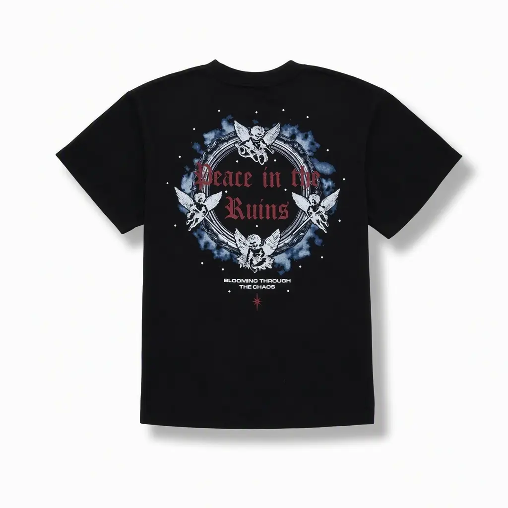 ALPHA COLLECTIVE Peace Rhinestone Mens Boxy Tee