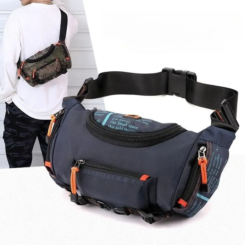 Men's Chic Nylon Plain Casual Multi-Functional Water-Resistant Outdoor Waist Pack - Convertible Chest Sling-Crossbody Bag with Zip, Durable Fabric, Adjustable Strap, Lightweight for Cycling, Hiking, Daily Use