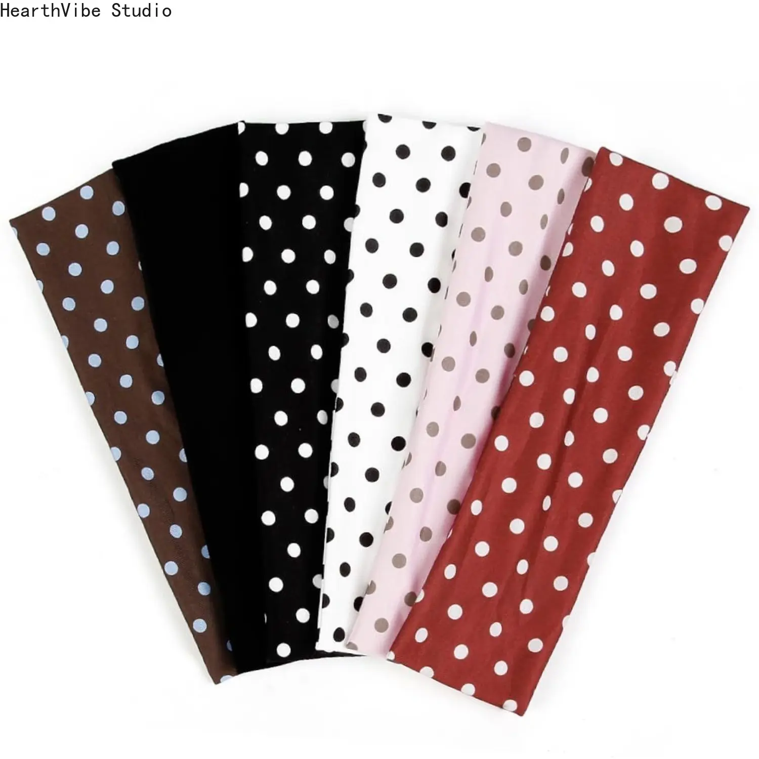 Women's Polka Dot Sporty Headbands - Vintage Wide Fabric Turbans, Non-Slip Elastic Hair Accessories for Yoga Sports, Workout, Running, Polka Dots, Fashion Headbands, Workout Headbands, Athletic Headbands