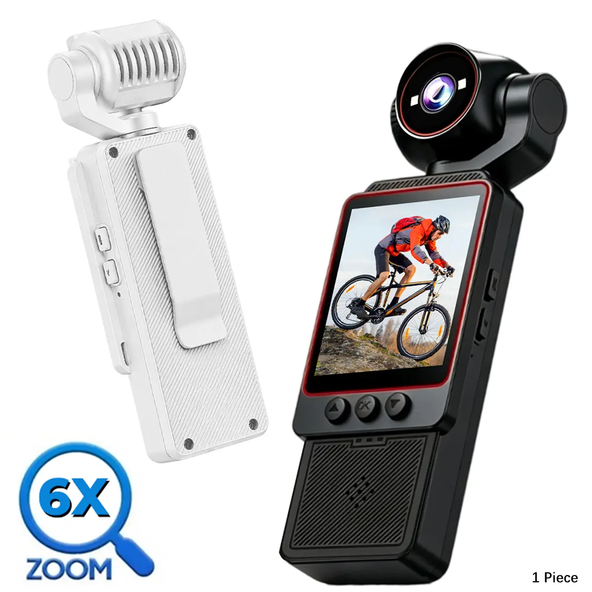 Portable Action Camera, 1080P HD Handheld Vlog Camera, WiFi Smartphone App Control, Night Vision, 6X Digital Zoom, Compact Small Video Camera for Content Creators & Travelers