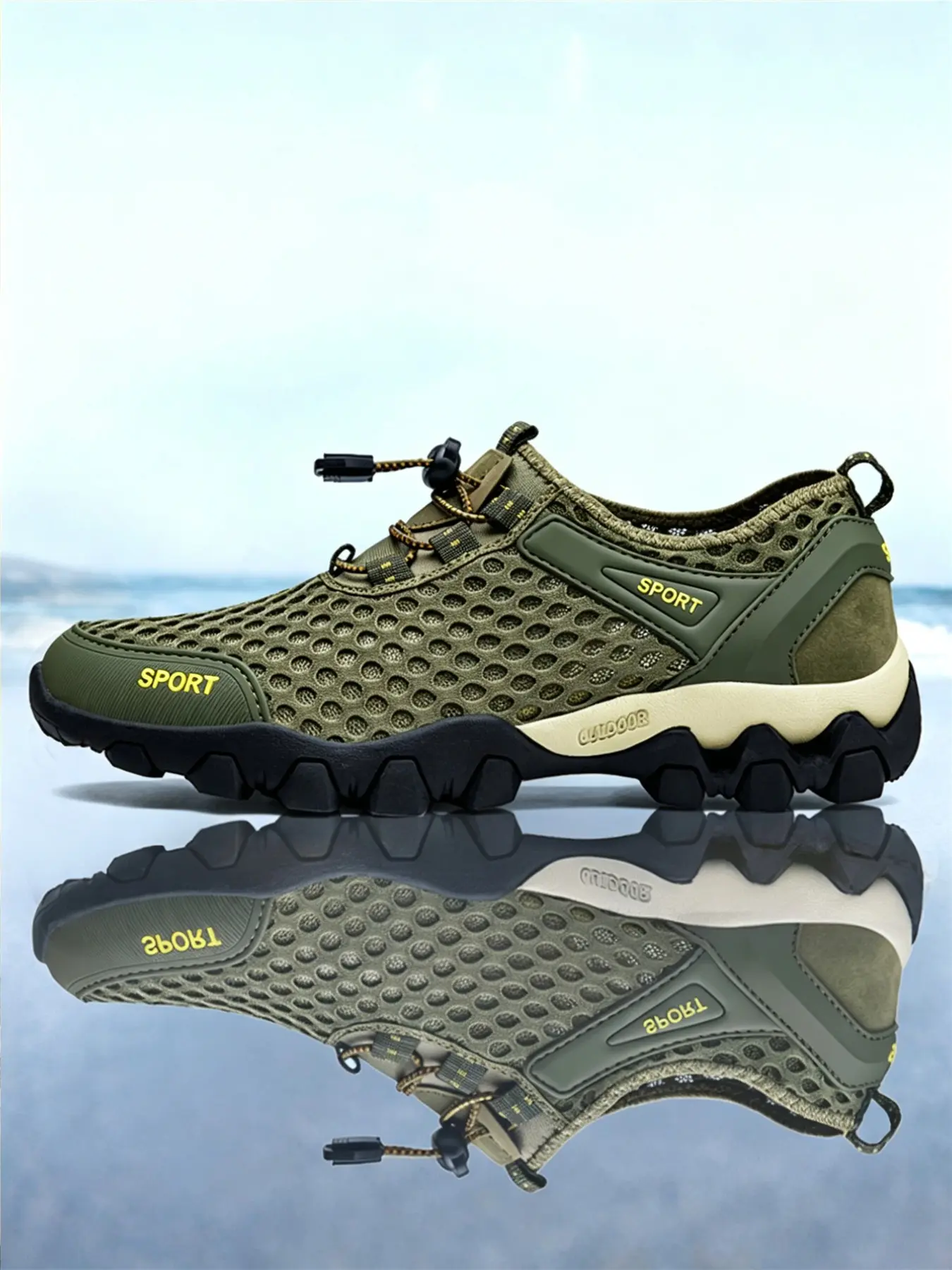 Men's Breathable Water Shoes, Lightweight Quick Drying Shoes for Outdoor Hiking, Casual Sports Shoes for Beach Travel, Fishing, Wading Shoes, Water Aqua Shoes, Sporty Water Shoes, Water Footwear