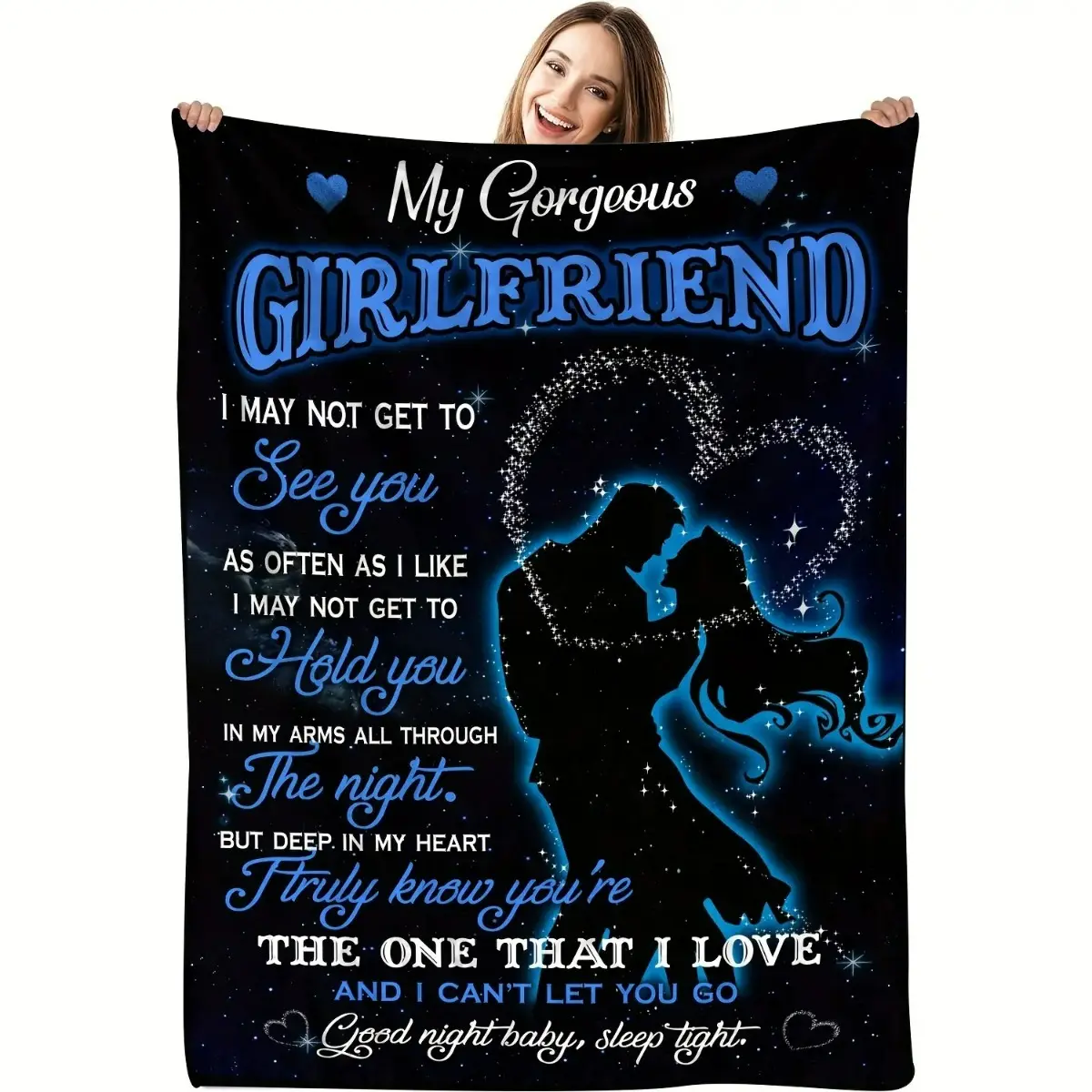 Love Couple Throw Blanket, Romantic Girlfriend Gift with Heart Design, Decorative Blanket for Bedroom, Sofa and Home, Perfect Present for Birthday, Anniversary