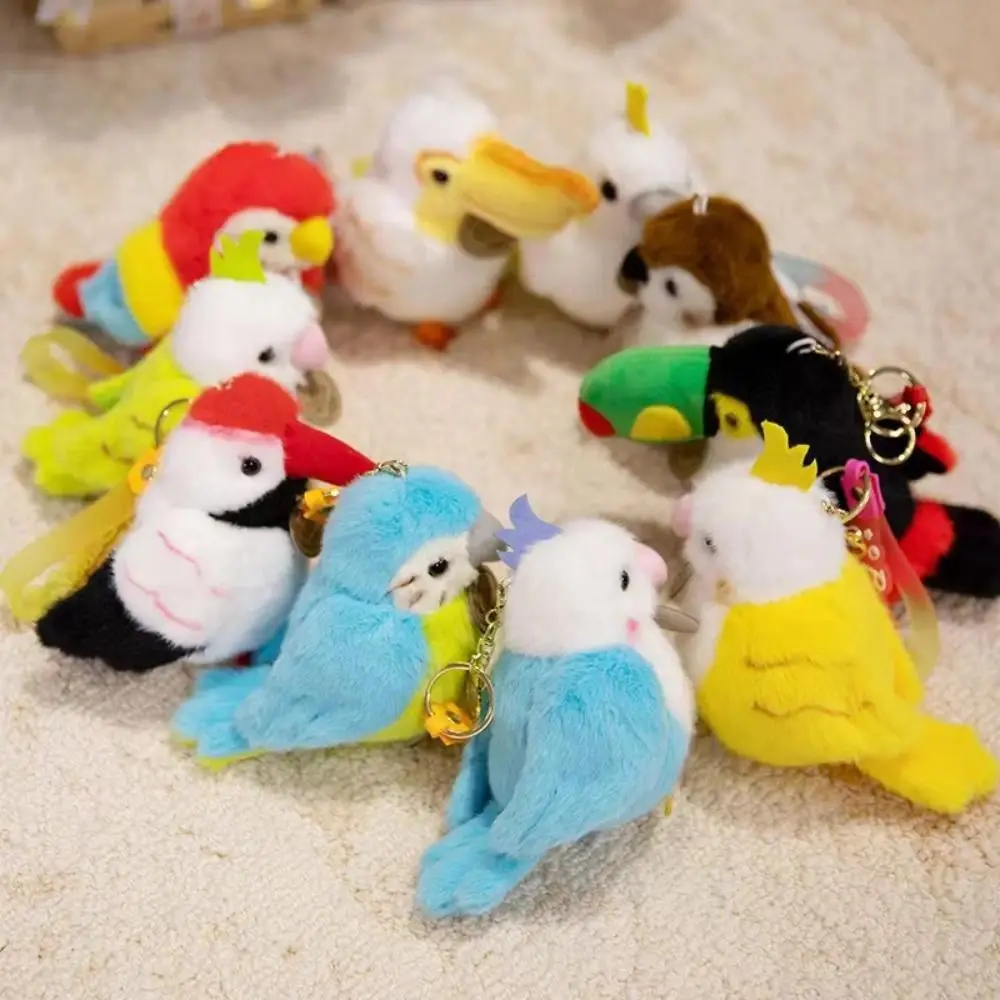 Simulation Parrot Plush Pendant Bag Pendant Plush Animal Birds Snap Wristband Kawaii Magnetic Standing Shoulder Animals