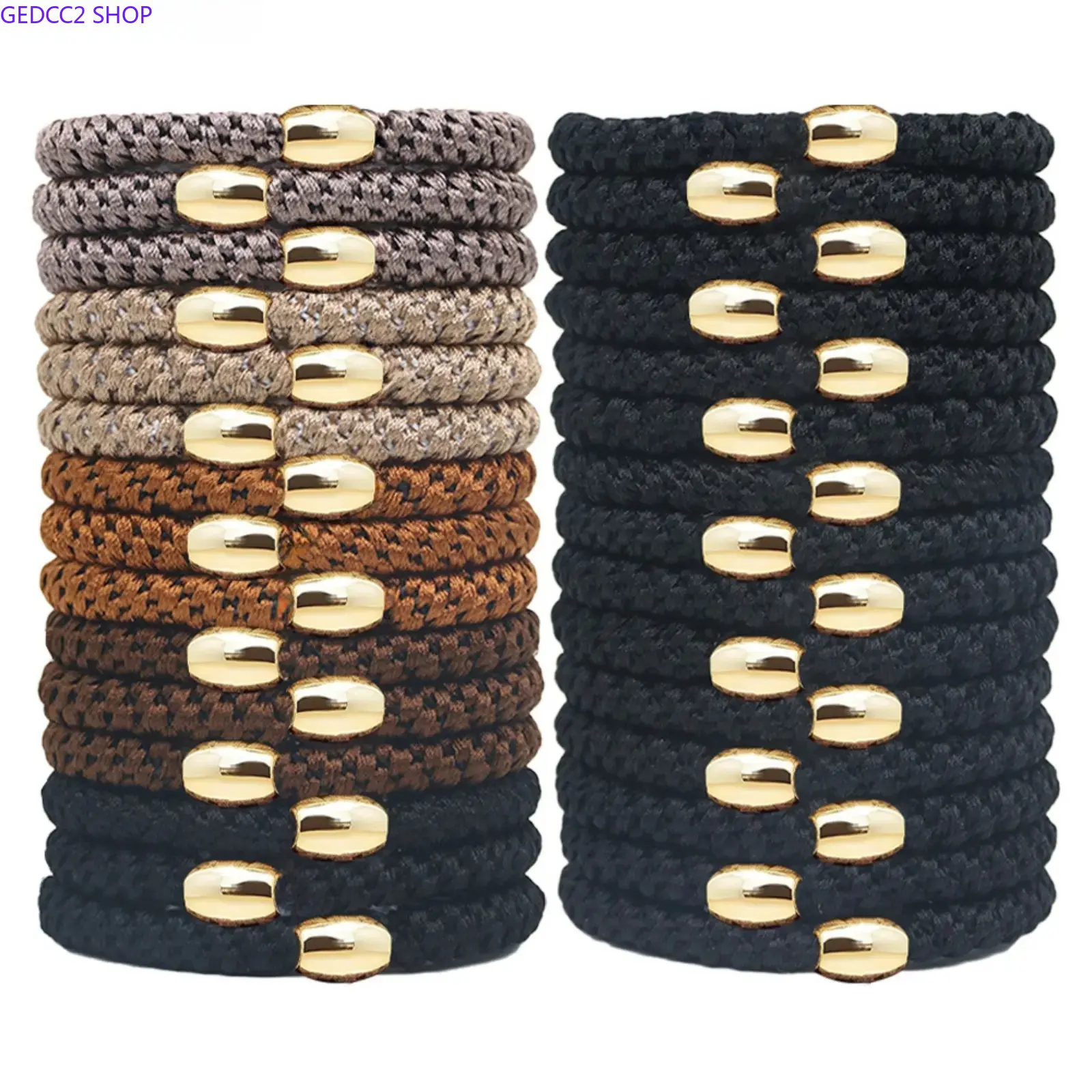 Wrist to Hair 15 Beads Thick Embroidery Thread Hair Ties, 2-in-1 Elastic Hair Band Bracelet Dual Use Accessory, Gentle No-Damage Ponytail Holders Trendy Fashion Jewelry for Women Daily Matching