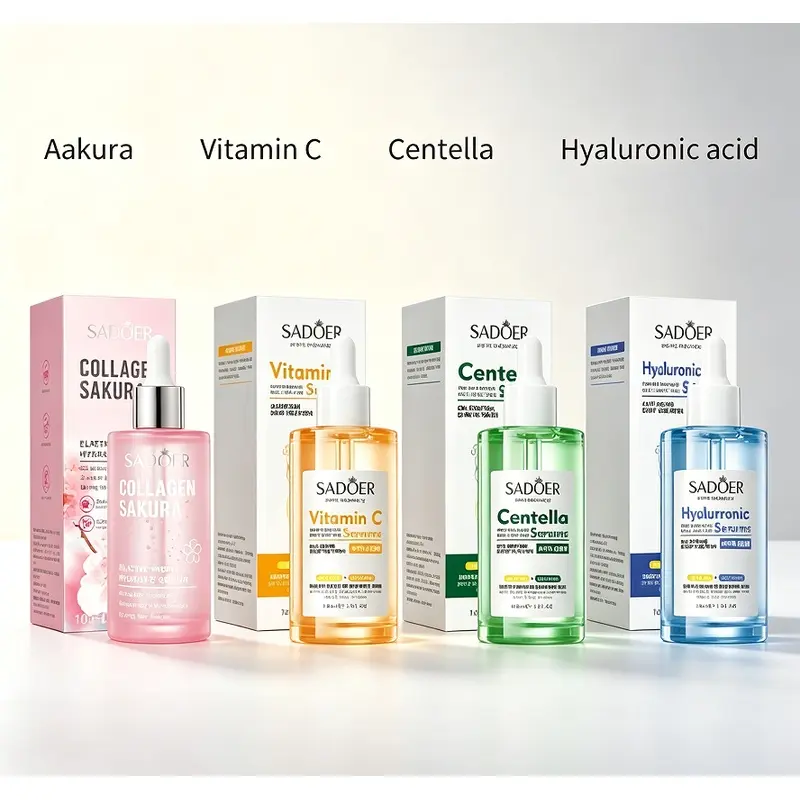 Moisturizing Essence Serum 100ml, Cherry Blossom Collagen/Centella/Vitamin C/Hyaluronic Acid Hydrating Facial Serum For Daily Skin Care