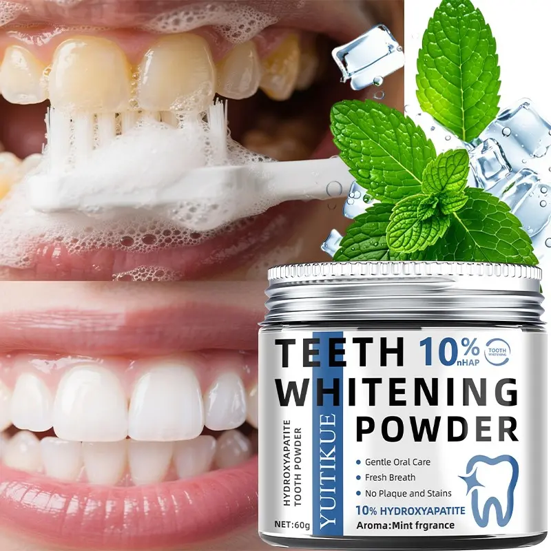 Yuitikue10% Nano Hydroxyapatite Whitening Toothpaste 60g, Re-Mineralizes Enamel, Moisturizing, Gum Protection, Fresh Mint Flavor