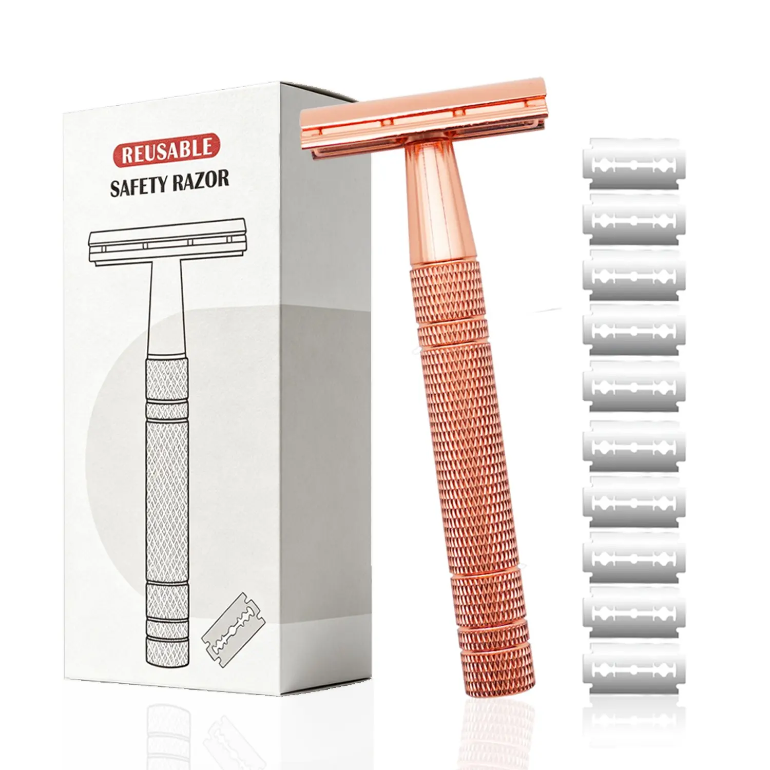 Double Edge Safety Razor, 1 Set Reusable Metallic Face Razor with 10pcs Replaceable Blade, Single Blade Razors for Men & Women, Men's Care Products, Shaving Tool, Shaving Set