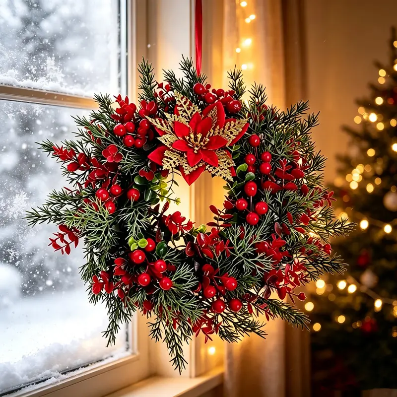 1 piece of hanging garland decoration, featuring a rustic style, waterproof and reusable, suitable for home Christmas decorations, mall door hangings, outdoor wedding backdrops, and an ideal gift choice.