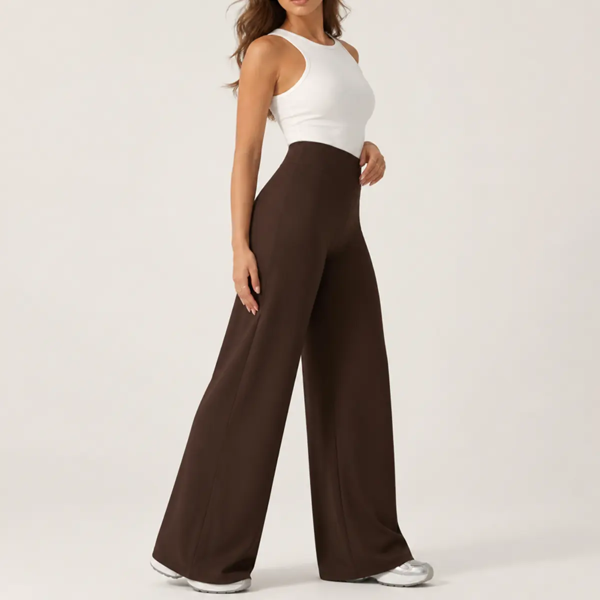 Straight Leg Leggings Women, High Waisted Wide Leg Yoga Pants, No Front Seam Workout Gym Lounge Pants Womenswear Bottom