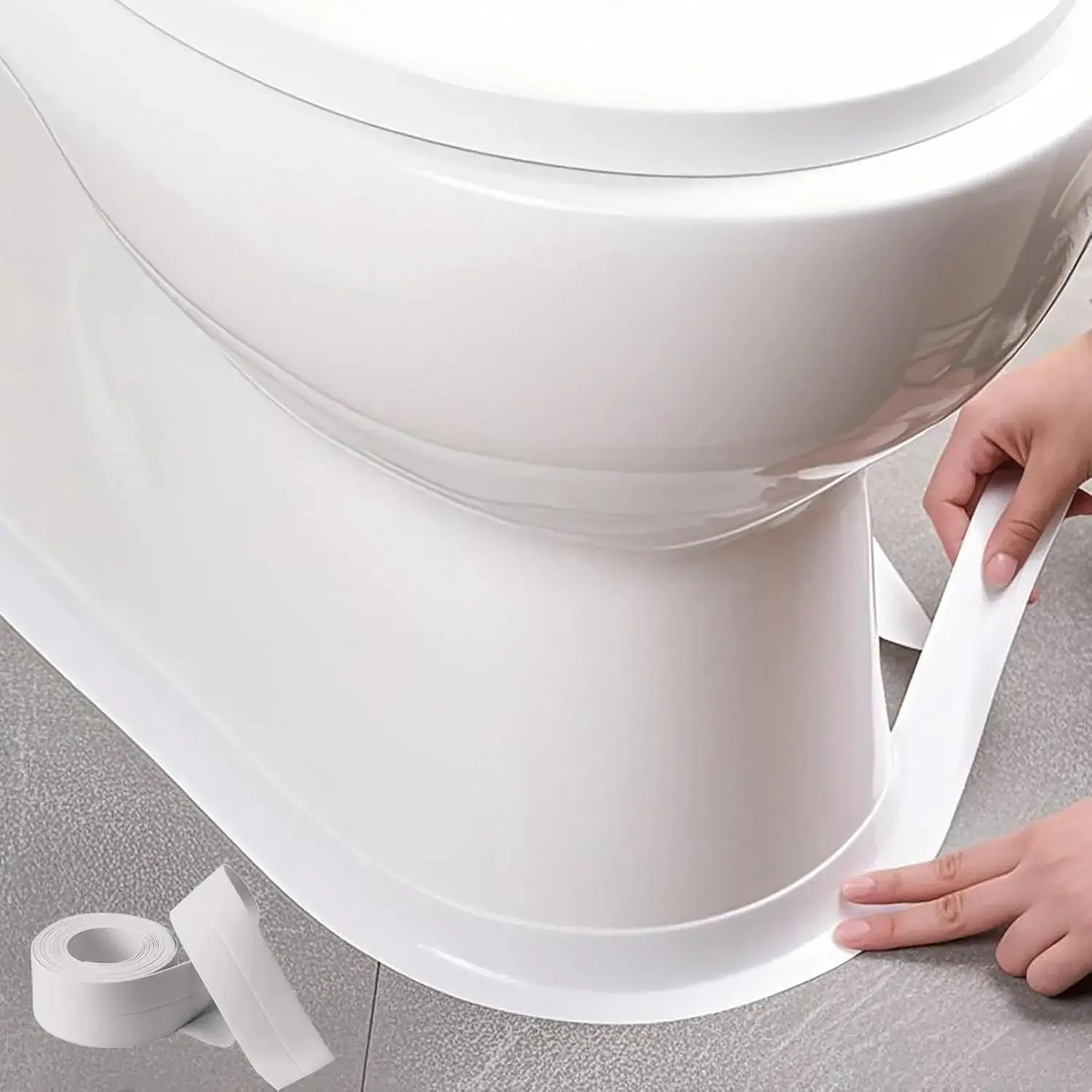 1Pack Waterproof Bathroom Accessories, Self-Adhesive Sealing Strip for Kitchen Sink, Toilet, Bathtub, Shower, Tub, and Wall Floor