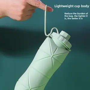 Food Grade Silicone Folding Water Bottle, Outdoor Travel Cycling Portable Expandable Large Capacity Foldable Silicone Cup