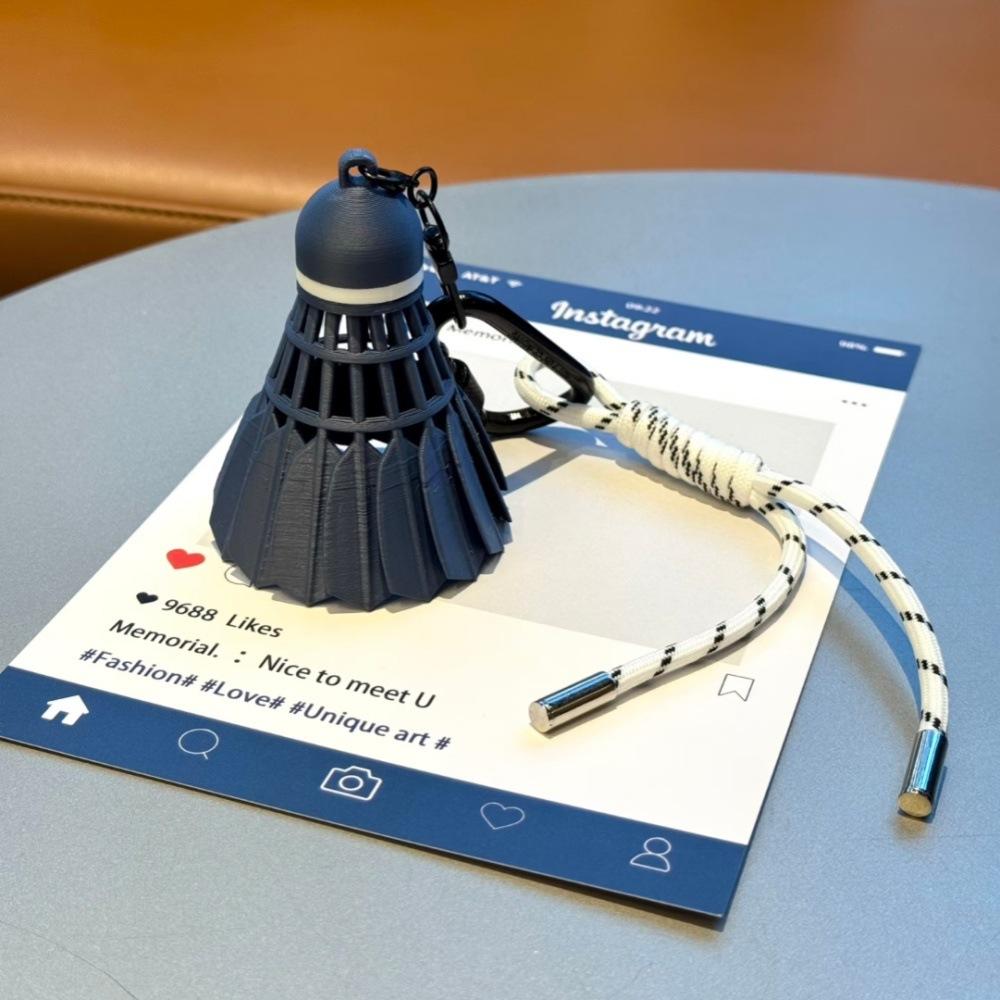 Badminton Keychain Bag Charm, Dark Blue Sports Backpack Pendant, Stylish Athletic Accessory for Backpack, Gym Bag Decoration, Travel and Daily Use Gift for Sports Lovers