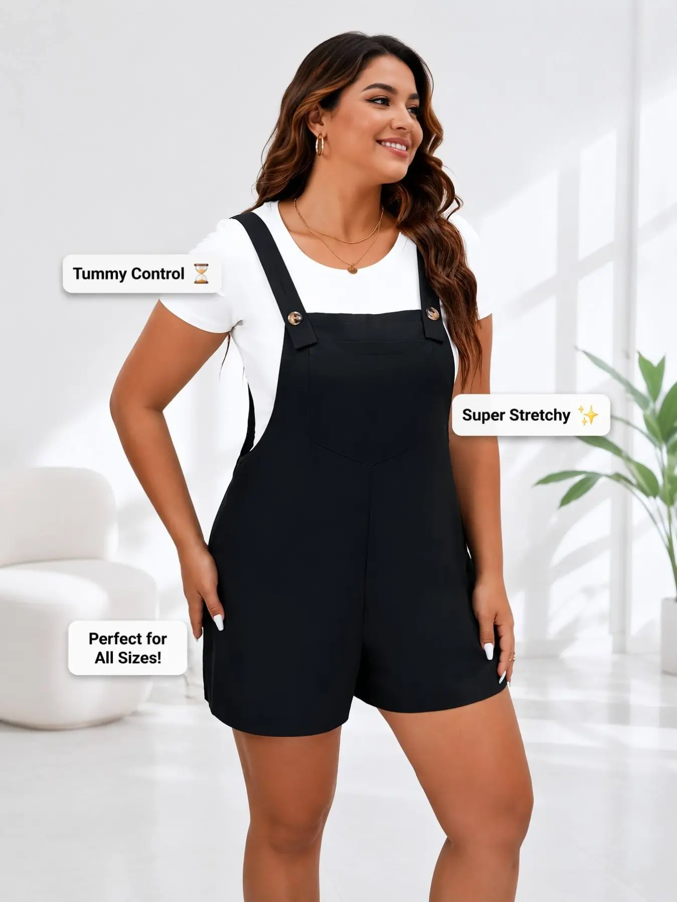 Elegant Women's Strapless Loose Fit Casual Romper Overall, Square Neck + Pockets, Ideal Choice for Spring/summer/autumn, Comfortable and Stylish