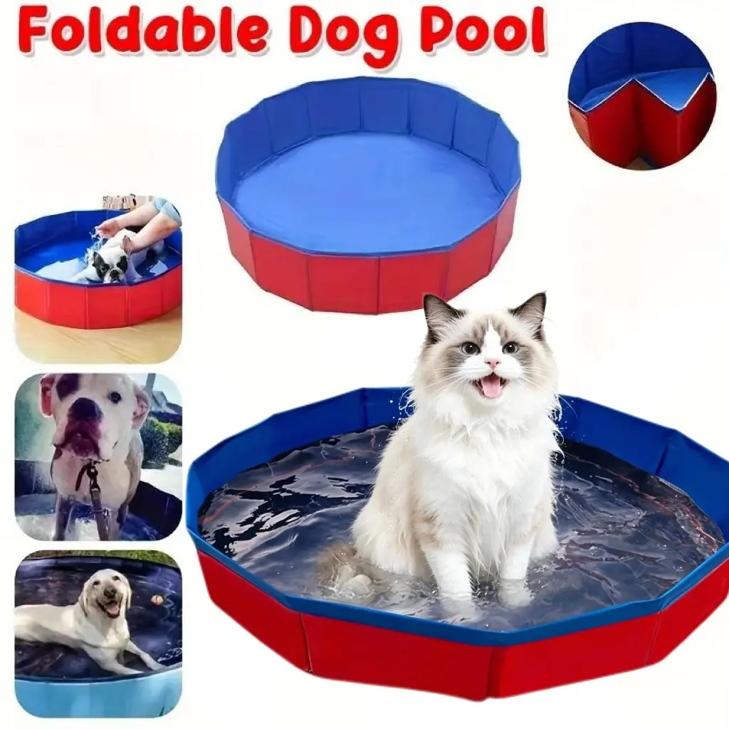 1 Pack Durable Sturdy Versatile PVC Dog Bathing Pool – Portable Foldable Swimming Pool – Non-Inflatable Round Pet Bathtub for Cats & Dogs, Ideal for Swimming, Bathing, Bathe & Play – Perfect for Summer Water Fun