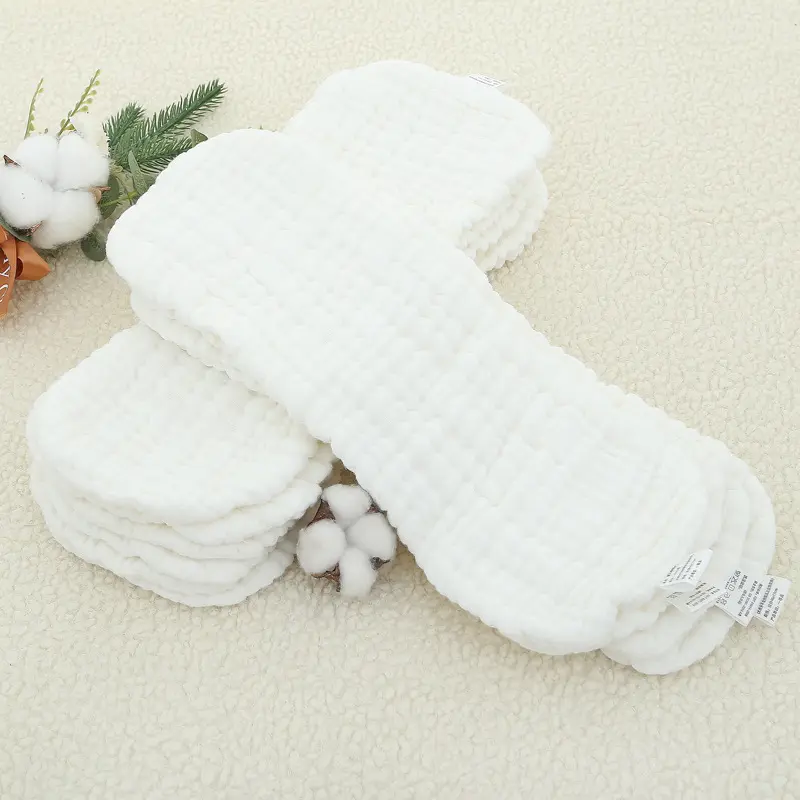 10-Layers Cloth Diaper Liners 100% Cotton Washable Gauze Nappies Breathable Anti-Red Butt Reusable Diaper Covers for Newborn Baby Peanut Shape