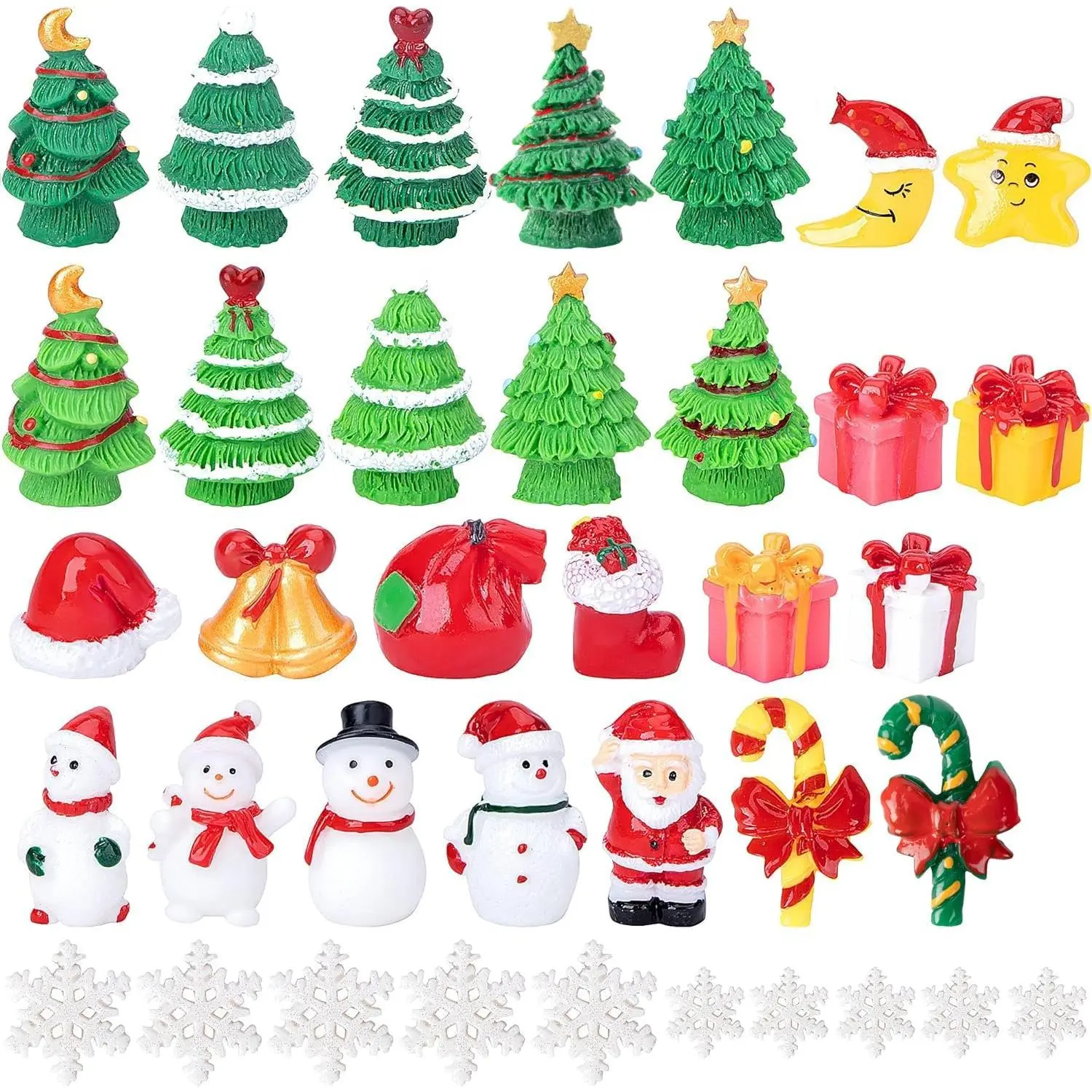 37 count Miniature  Christmas Figurines- Figurines Christmas Trees Snowman Santa Claus-Mini Christmas Pendant Decoration for Winter Hloliday Christmas Village  DIY Kit