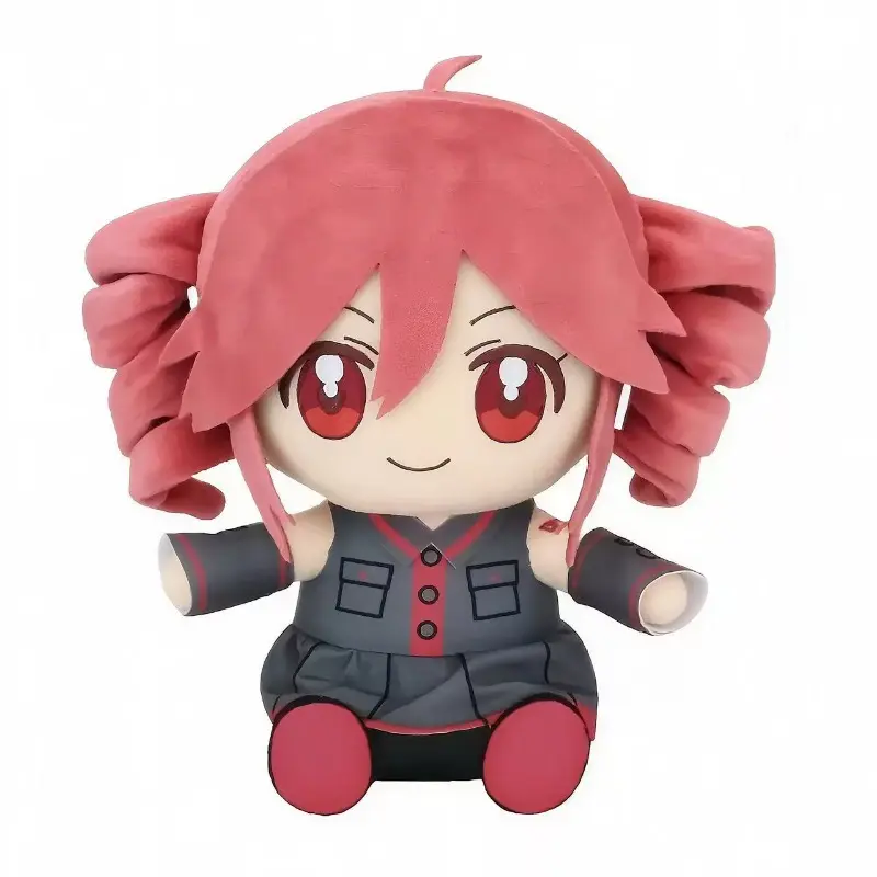 20cm Kasane Teto Plush Doll Pink Twin Curly Bun Hair Big Gradient Red Anime Eyes Gray Red Sleeveless Uniform Vocaloid Character Stuffed Toy Soft Fluffy Ornament Gift For Teen Girls Anime Fans Cross-Border Wholesale
