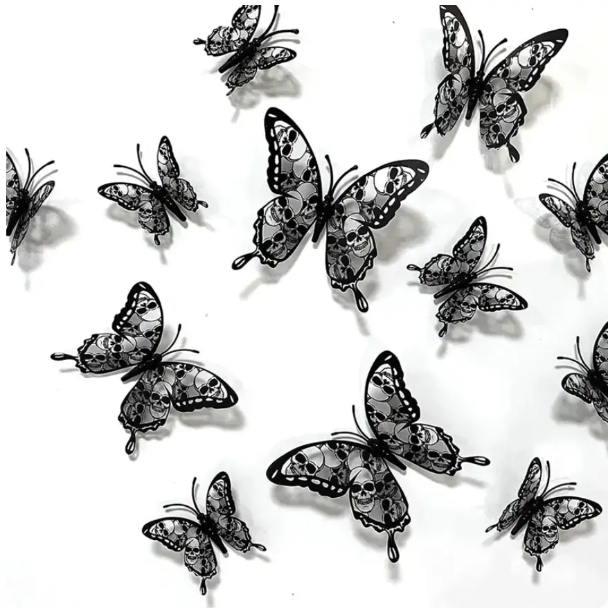 3D Butterfly Wall Stickers Set, Removable Decorative Butterfly Decals for Bedroom, Living Room, Bathroom & Office Home Wall Decor，halloween decoration