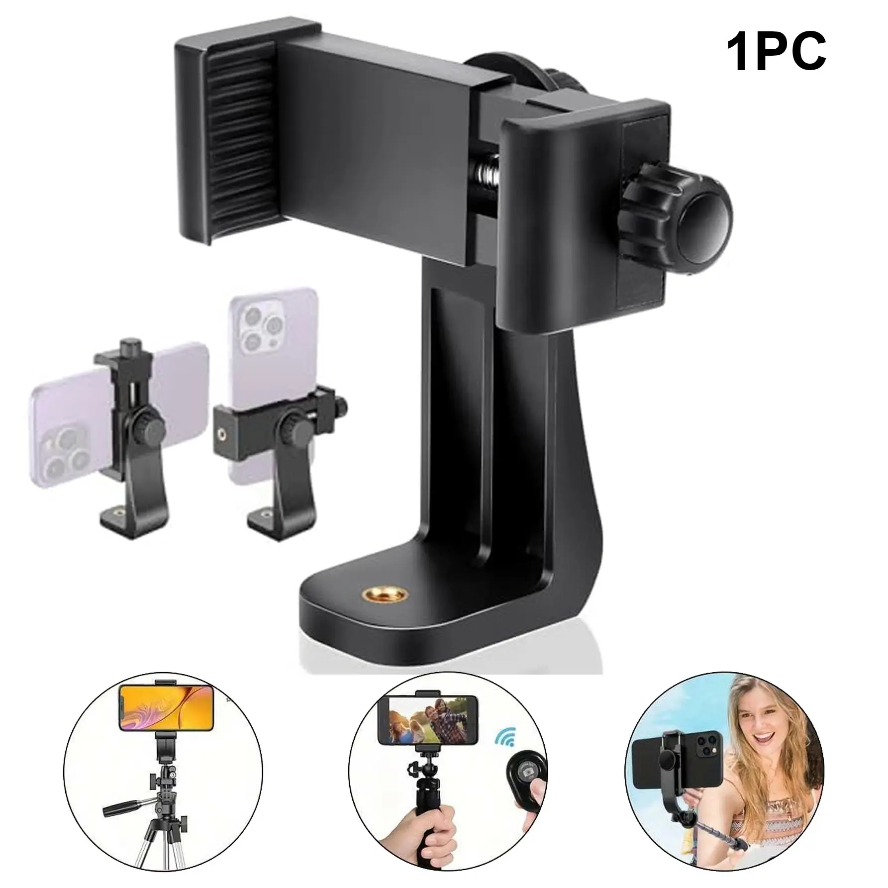 Universal Phone Tripod Adapter, Compatible with Any Smartphone, Smartphone Mount, 1/4 Inch Standard Screw, Rotatable, Fits Apple Samsung Devices, Selfie Stick Ready, Selfie Stick, Monopod