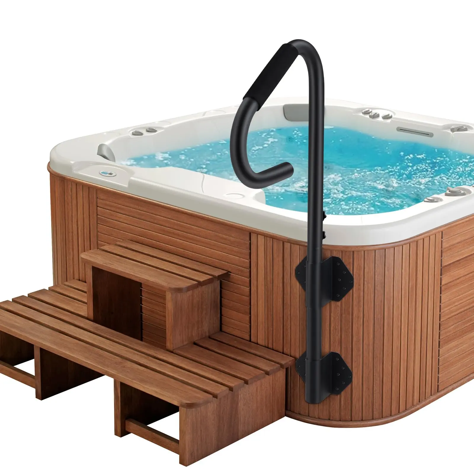 Garvee Hot Tub Handrail, 360° Rotatable Spa Side Handrail With 18"～48" Adjustable Height, Hot Tub Hand Rail With Slide-Under Base and Non-Slip Grip for Indoor & Outdoor, 600LBS Capacity