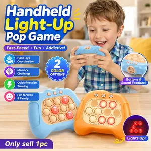 Handheld Light Up Memory Training Pop Fidget, Sensory Press Bubble Reaction Training Device, Focus Attention and Concentration Aid with Sound, Portable Stress Relief Controller Shape for Kids Students Home Travel Classroom Birthday Gift