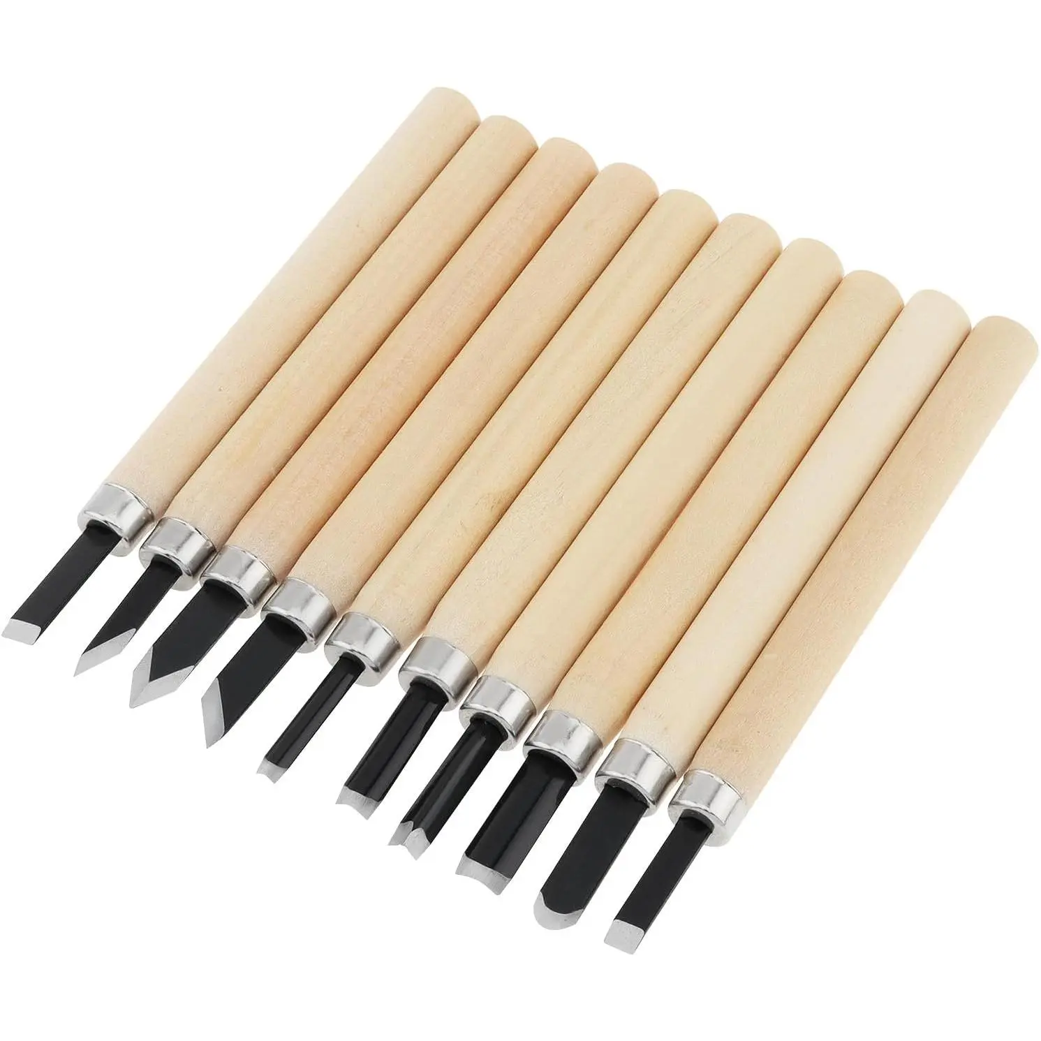 10 count Professional  Carving Chisel Set - Carbon Steel Woodworking Tools, Power Grip Chisels  for Carving and Woodworking