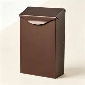 Galvanized Steel Wall Mailbox, Vertical Metal Mailbox for Outside, Rust-Resistant Bronze Small Mail Box, Secure Outdoor Mailbox, Durable Mounted Mailbox with Classic Design