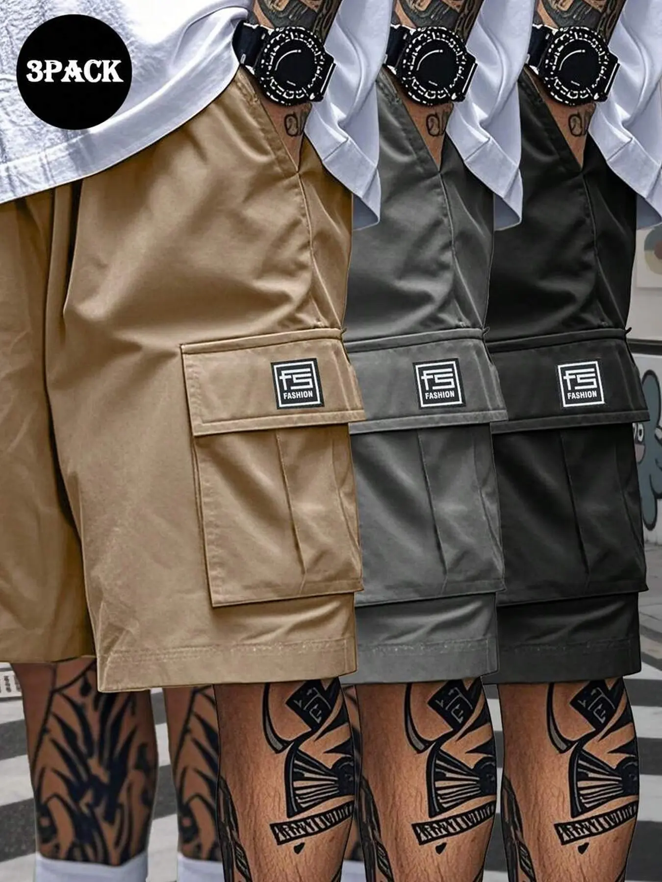 Men's Summer Thin Sport Shorts, Casual Fitness Shorts, Outdoor Casual Multi-Pocket Work Pants, Slim-Fitting Straight-Leg Five-Inch Pants, 3-Pack