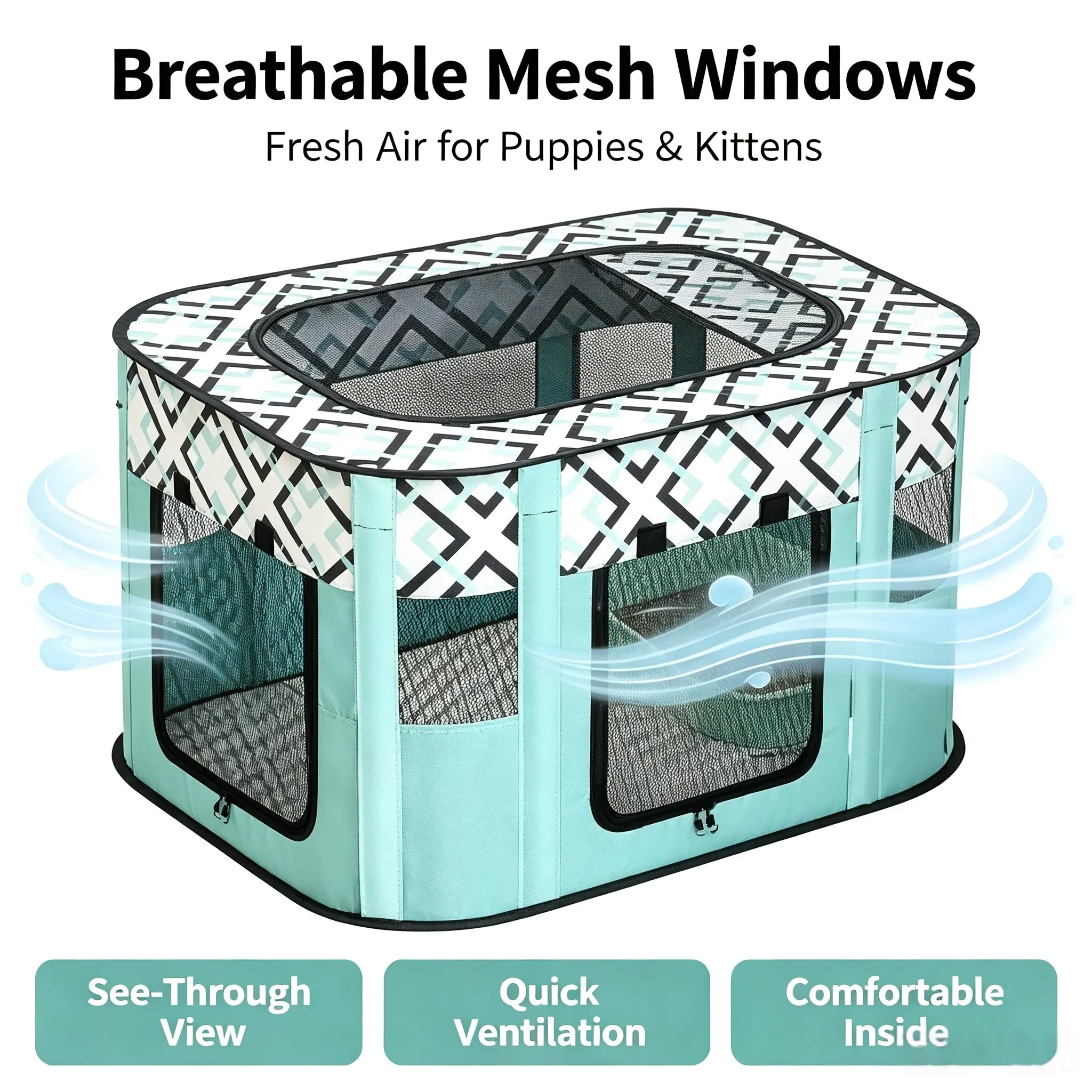 Foldable Rectangular Pet Cage, Portable Dog Cat Playpen, Puppy Play Pen, M/l/xl/xxl Sizes, Stylish Pet House, Easy to Carry, Ideal for Small Pets, Kittens