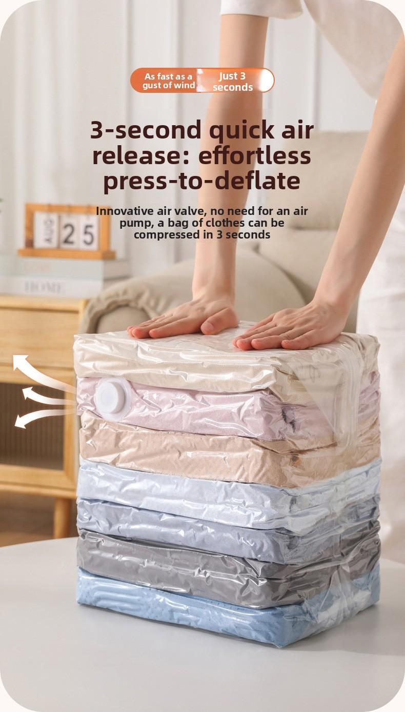 Vacuum Compression Bag No Air Extractor Needed 3D Thickened Large Capacity Clothes Quilts Storage Sealing Bag