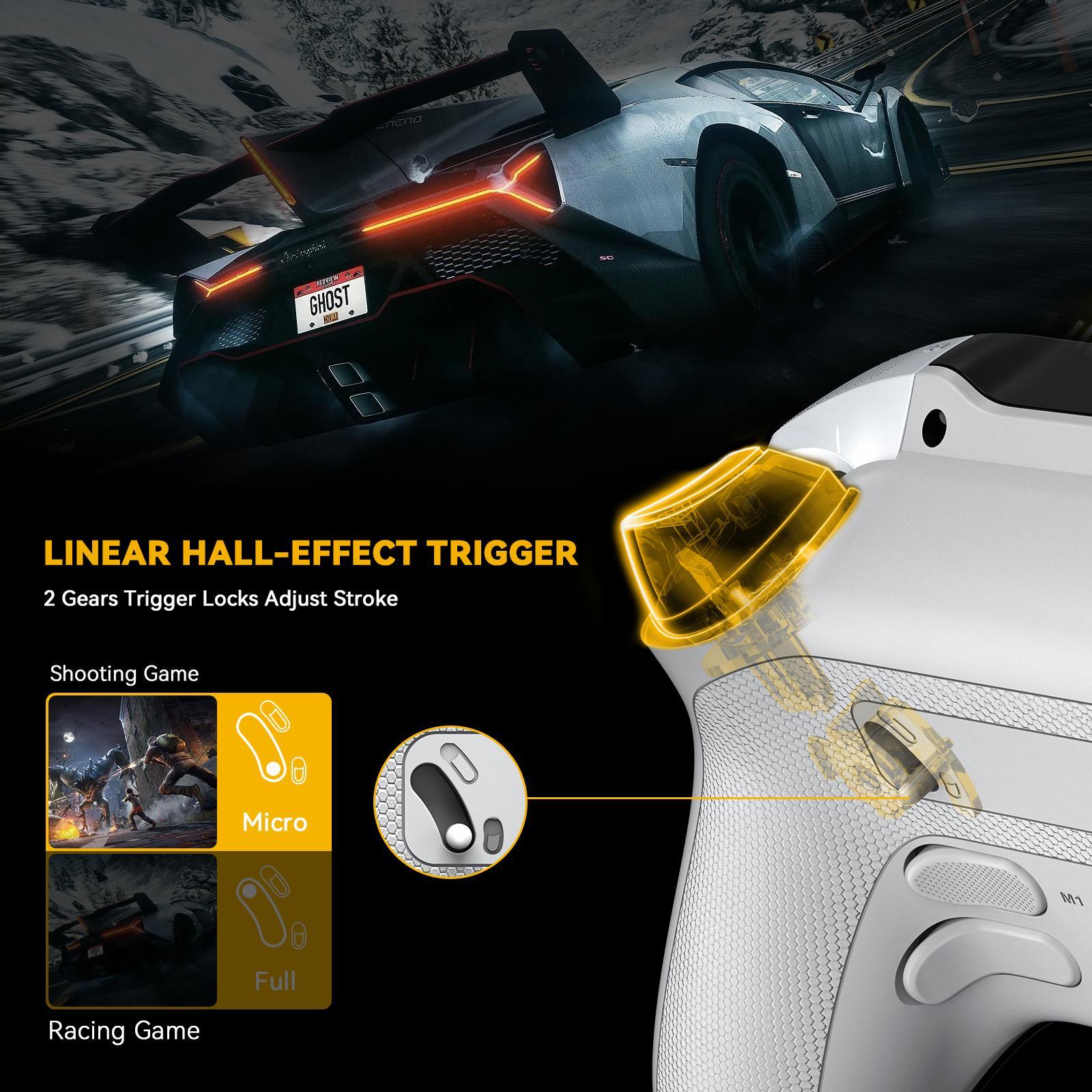 FIEHDUW NO DRIFT ManbaOne Interactive Screen Gaming Controller for Console, PC/Switch/iOS/Android/Steam Deck, Hall Effect Stick & Trigger(Not Compatible with Xbox, PS5)
