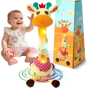 Dancing Talking Giraffe Stuffed Animals Singing 10 Children's Songs Repeats What You Say Colorful Glowing Giraffe Plush Toys for Toddlers 1-3 Years Easter Day Gifts Kids New Model