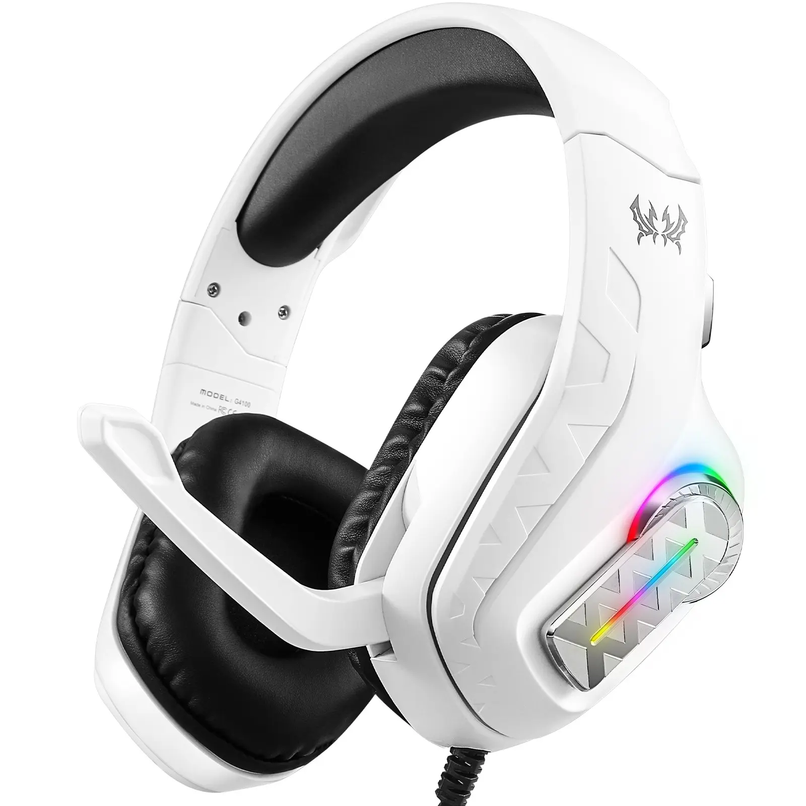 G4100 Wired Gaming Headset with RGB Lights, 40mm Bass Driver, Noise-Canceling Mic, Memory Foam Pads, Compatible with PC, Ps5, Xbox