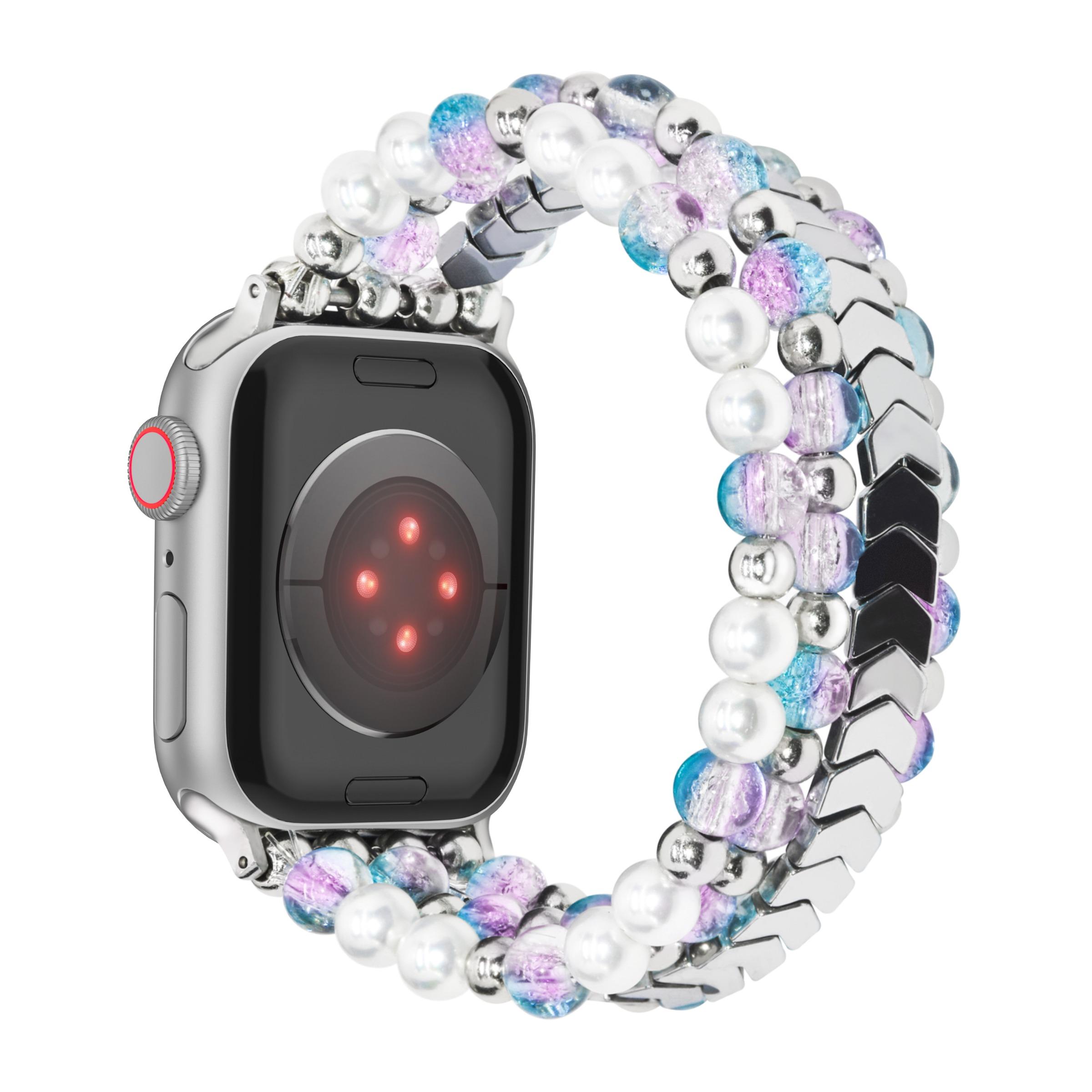 Fashion Glass Bead Bracelet Watch Band (Band Only), 1 Count Fashion Smart Watch Band for Apple Watch Series 9/8/7/SE/6/5/4/3/2/1