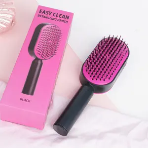 1pc Press-Down Easy-Clean Hair Comb, Anti-Tangle Scalp Massage Brush, Dry/wet Use Styling Comb, Ideal for Long Curly Hair, Short Hair, Home, Salon, Travel