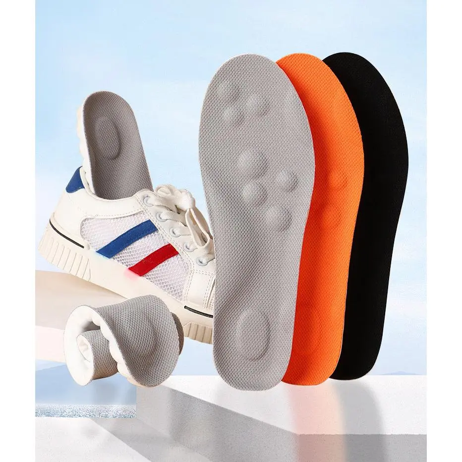 4D Massage Comfort Shoe Insoles Soft Breathable Athletic Running Shoe Pads Shock Absorption Arch Support Cut-to-Size Insoles for Men Women