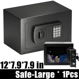 Mini Portable Money Safe Box 0.23/0.44 Cu Ft Digital Security Safe with Keypad Code & Keys Black for Home Office Hotel Jewelry Storage