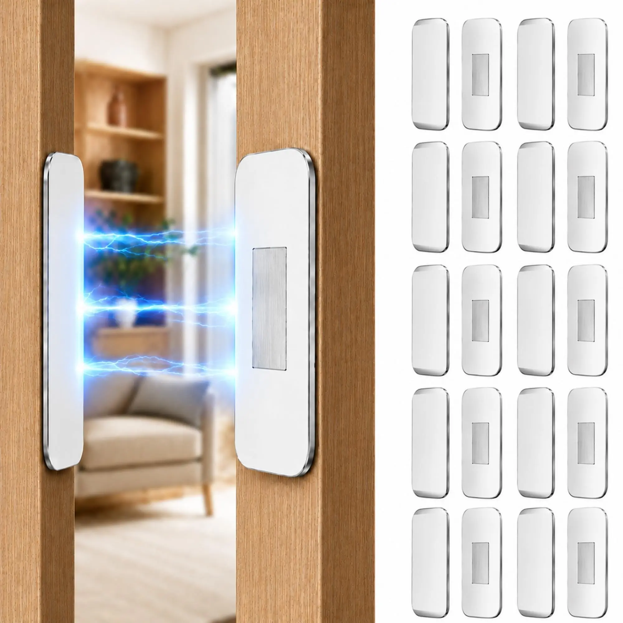 10-Piece Magnetic Cabinet Latches, No Drilling Required, Ultra-Thin Magnetic Door Closures, Ideal for Drawers, Wardrobes, Food Cabinets, RV Storage, Locks for Cabinets