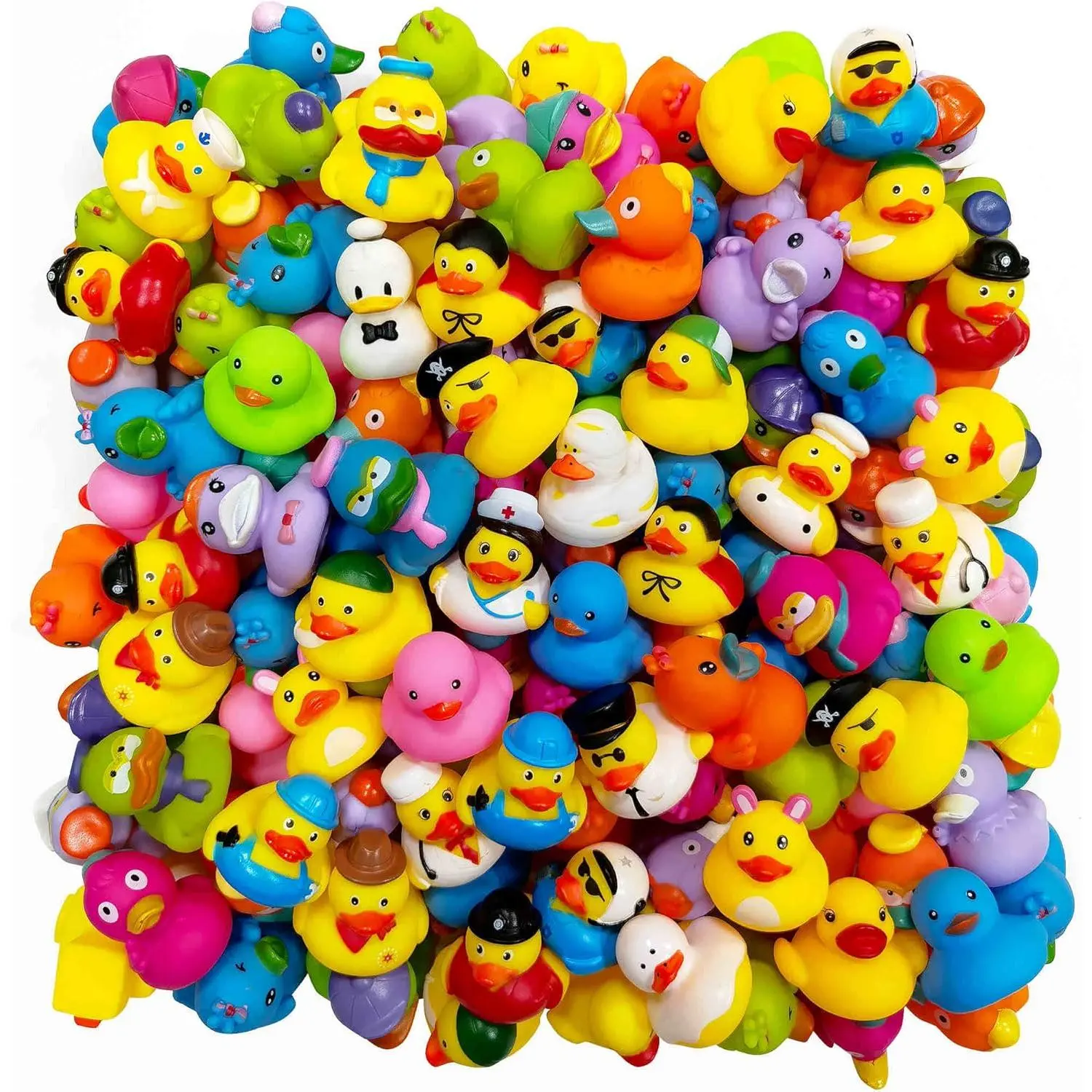 Bulk Pack 100-Pack Rubber Ducks - Unisex Safe Material Duck Floaters, Bath Toys for Jeep Ducking, Party Favors