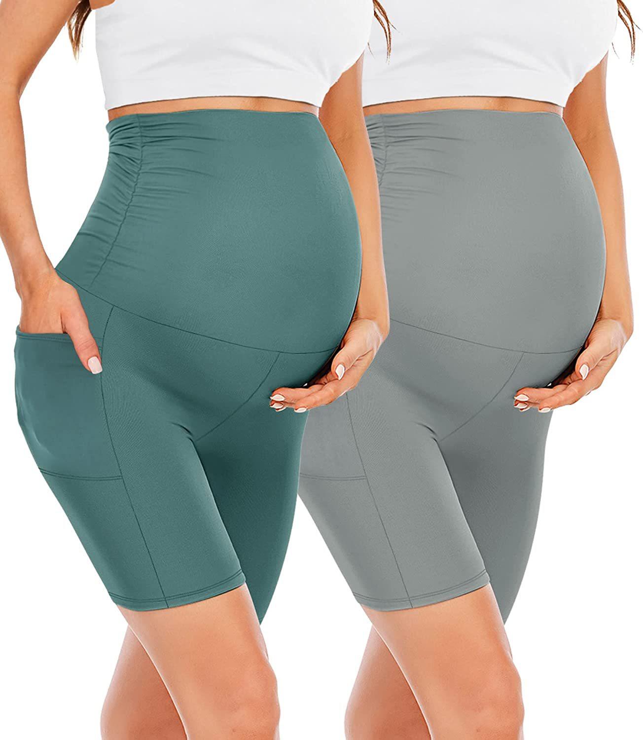 New European and American style maternity pants with five pockets, high-waisted slim-fit belly support pants, sports and fitness maternity yoga pants