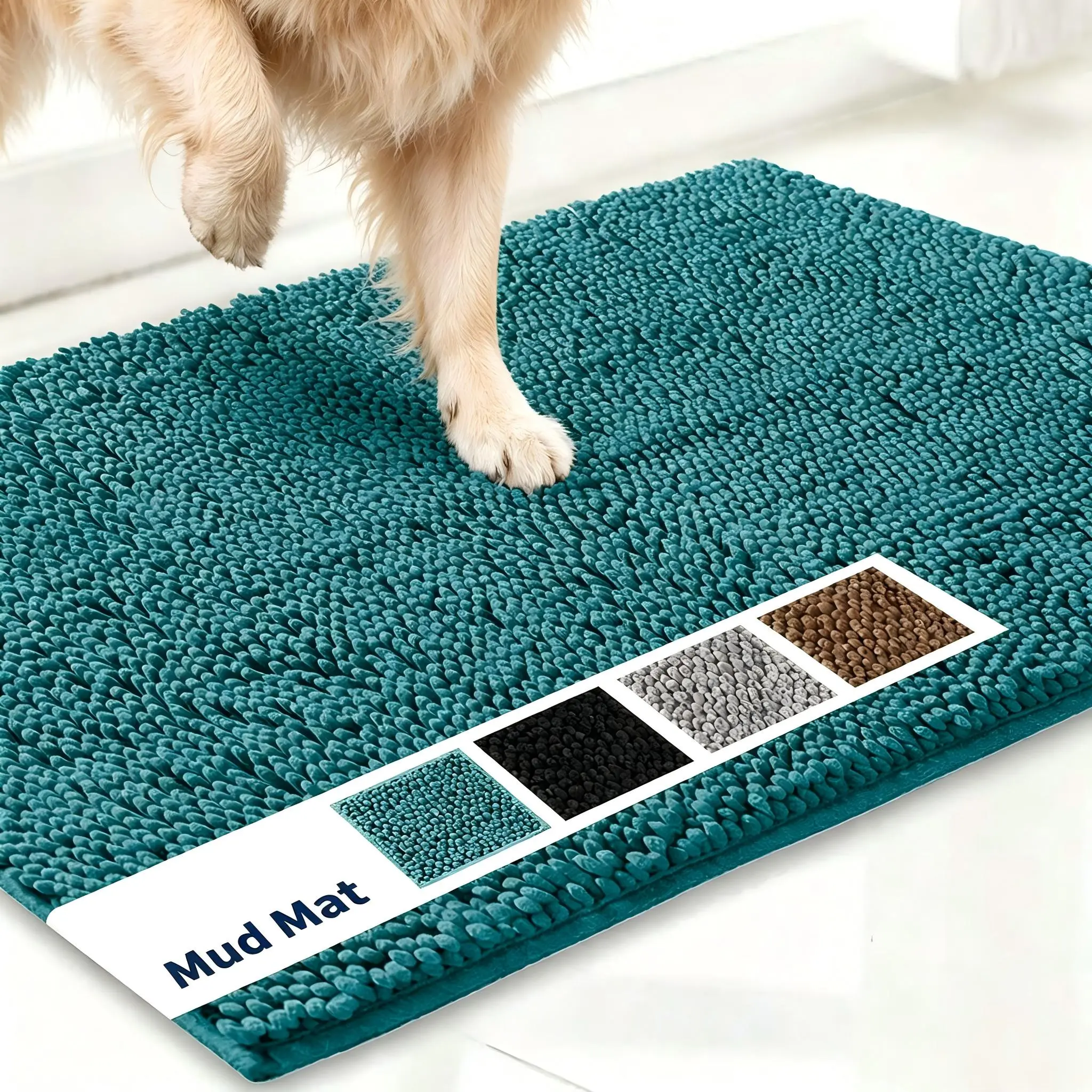Mud Mat 60*90cm/23.6*35.4in Grey Chenille Dog Mat Non Slip Super Absorbent Washable Door & Bath Rug 60*90cm Quick Dry Pet Mat For Muddy Paws Non Slip Indoor Entry Bathroom Doormat Grey