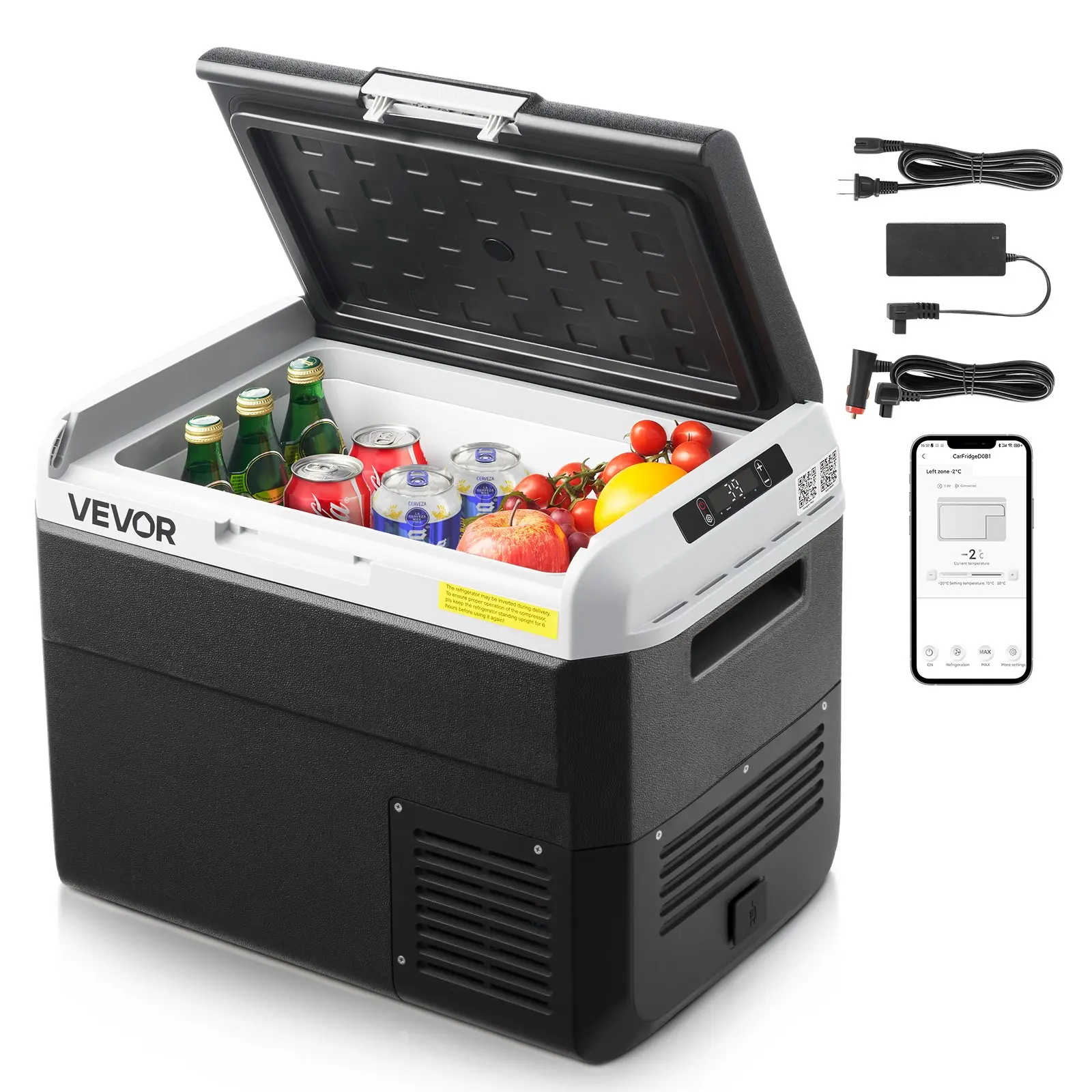 【Summerfinds】VEVOR 12 Volt Car Refrigerator, 31.7QT/30L Car Fridge, Portable Electric Cooler with -4℉~68℉ Adjustable Temperature, 12/24V DC and 100- 240V AC Compressor Freezer for Outdoor, Camping, Travel, RV