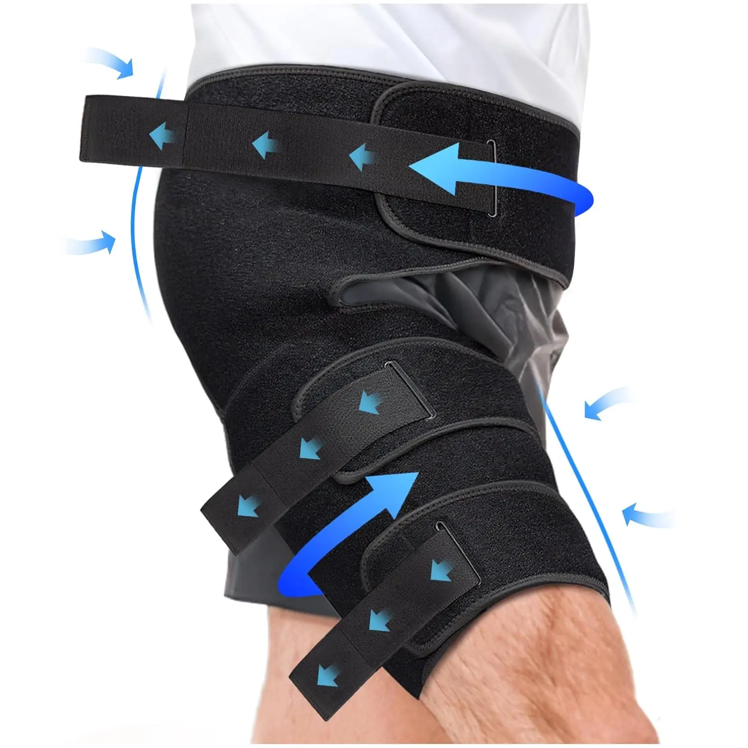 Unisex Adjustable Hip Support Brace - 6 Pressure Straps Groin, Hamstring, Thigh Compression Wrap, Buttock & Quad Upper Legs Sleeve for Sciatica Relief, Bursitis Care